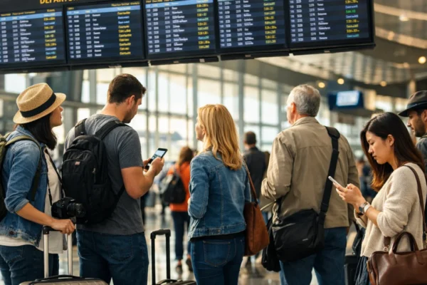 Putnici na aerodromu traže last minute ponude za putovanja