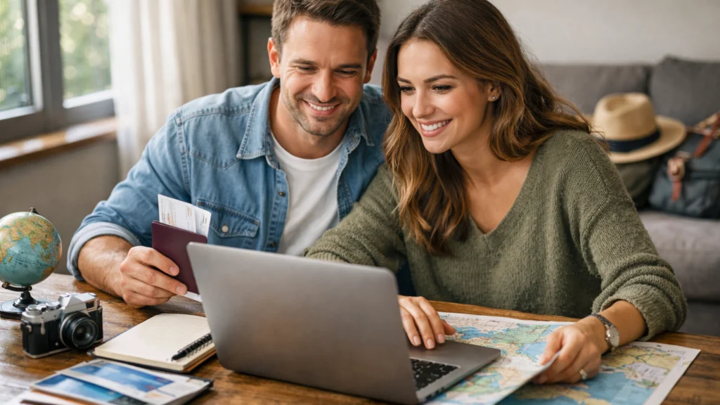 Planiranje last minute putovanja kod kuće uz laptop