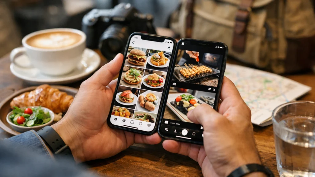 Putnik koristi društvene mreže za pronalazak lokalnih restorana