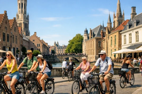 Turisti koriste povoljan najam bicikala u popularnom europskom turističkom gradu