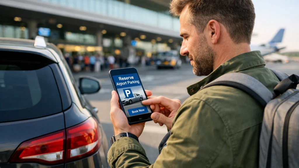 Putnik rezervira parking na aerodromu putem mobilne aplikacije