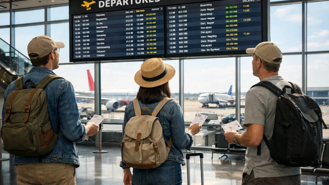 Putnici u zračnoj luci planiraju povoljno putovanje avionom