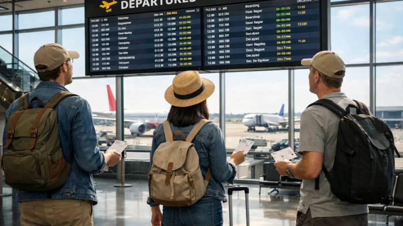 Putnici u zračnoj luci planiraju povoljno putovanje avionom