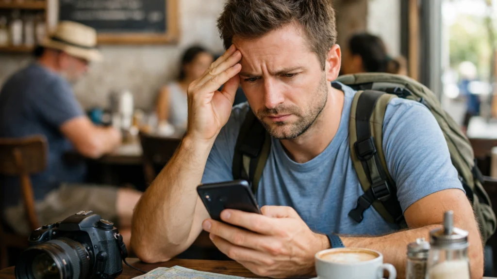 Putnik provjerava potrošnju mobilnih podataka i roaming troškove u inozemstvu