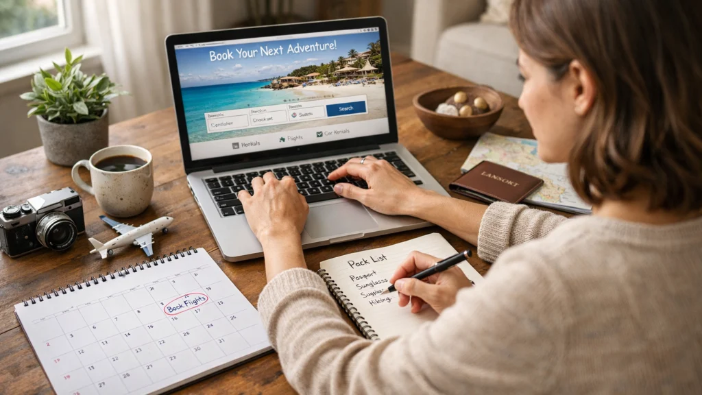 Rano planiranje putovanja uz laptop i kalendar