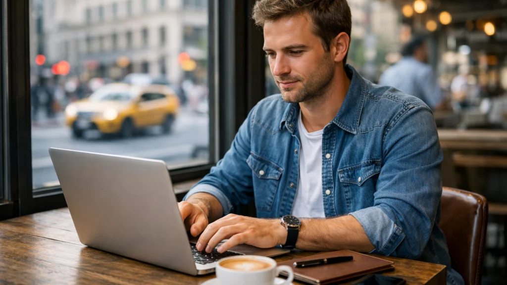 Rad na daljinu u kafiću – freelancer u svakodnevnom radnom okruženju