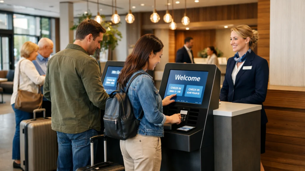 Digitalni check-in u modernom hotelu