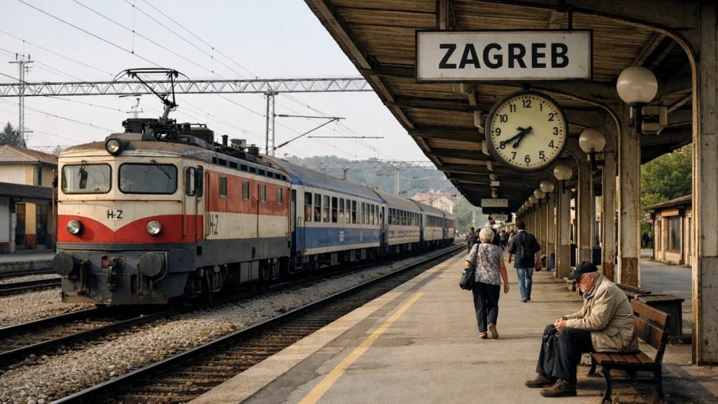 Vlak na kolodvoru u Hrvatskoj prikazuje trenutno stanje željezničkog prijevoza