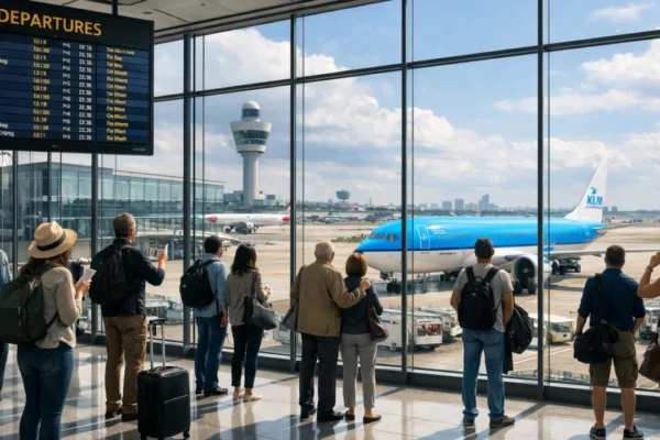 Rezervacija avionskih karata u modernoj zračnoj luci s putnicima i avionima