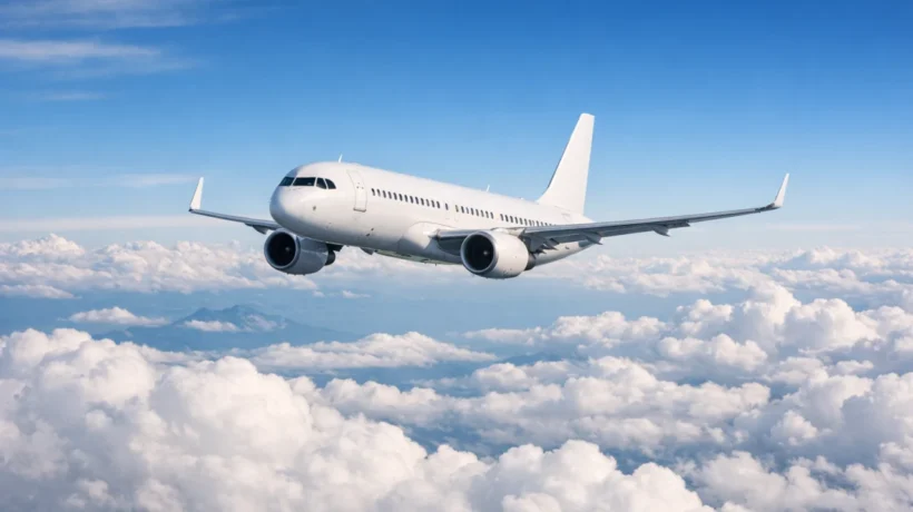 Avion koji mirno leti iznad oblaka kao simbol sigurnog letenja i prevladavanja straha