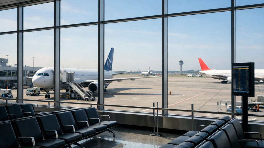 Zrakoplovi na aerodromu koji ilustriraju sigurnost i pouzdanost zračnog prometa