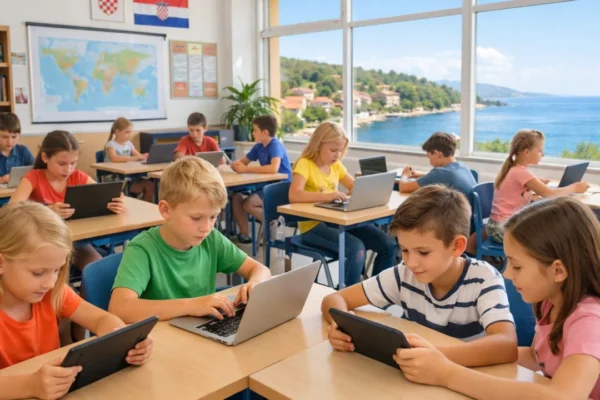 Učenici osnovne škole u Dalmaciji koriste digitalne uređaje u učionici