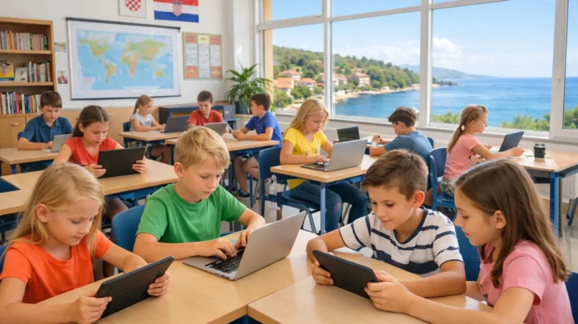 Učenici osnovne škole u Dalmaciji koriste digitalne uređaje u učionici