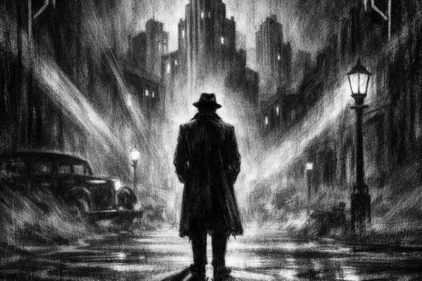 Filmski poster u charcoal film noir stilu