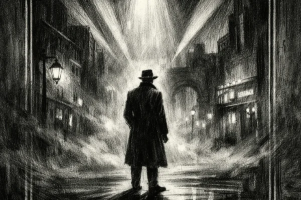 Filmski poster u charcoal film noir stilu