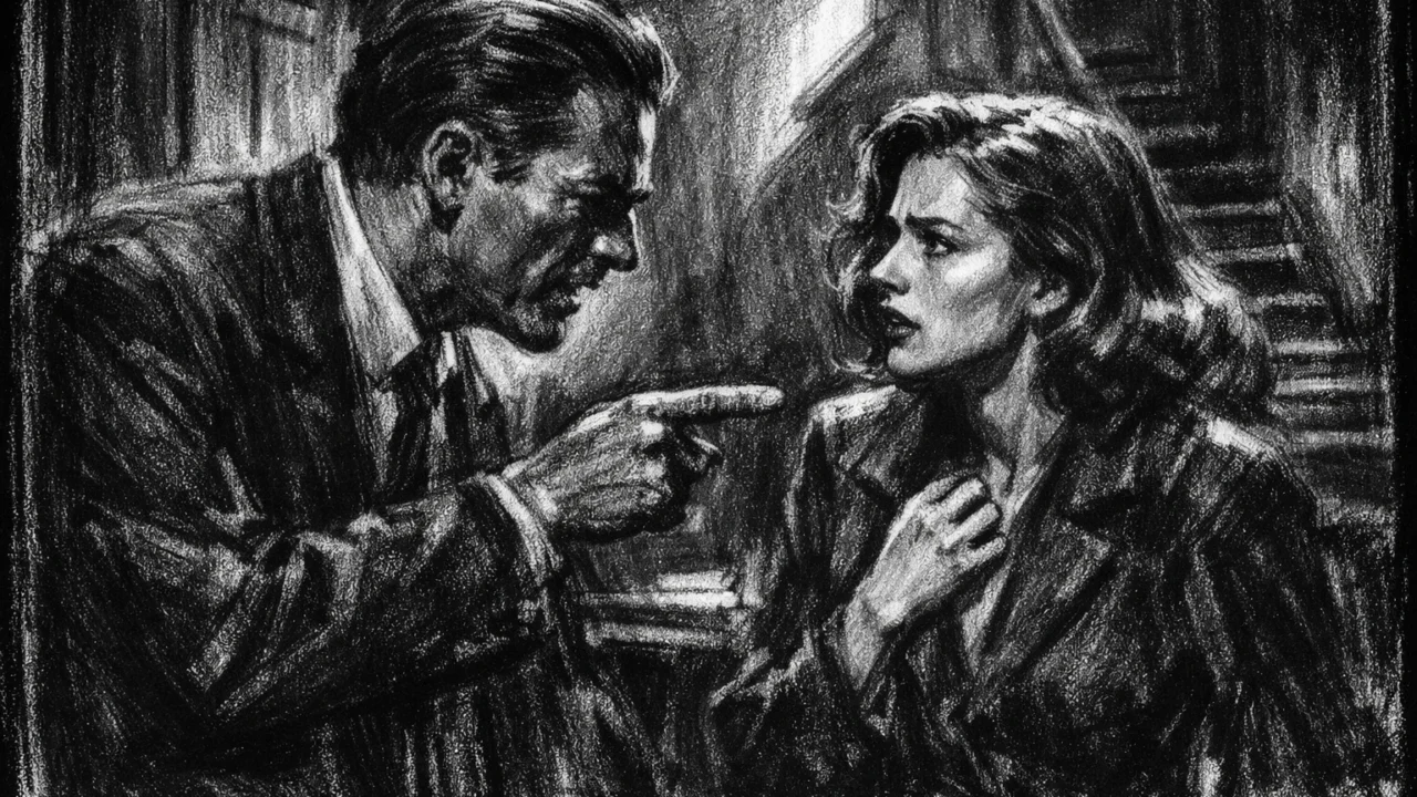 Dramska scena u charcoal film noir stilu