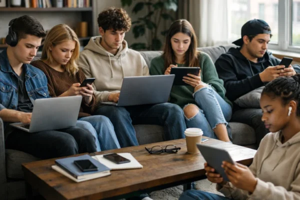 Medijska multitaska mladih uz pametni telefon, laptop i druge medije u svakodnevnom okruženju
