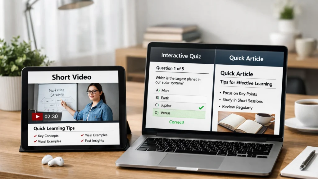 Ključne značajke microlearninga kroz kratke formate poput videa i kvizova