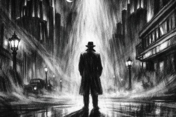 Filmski poster u charcoal film noir stilu