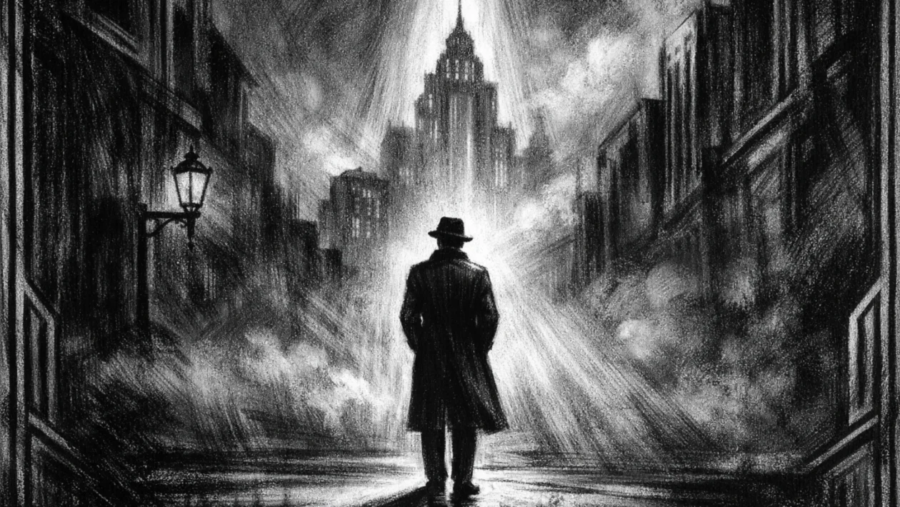 Filmski poster u charcoal film noir stilu
