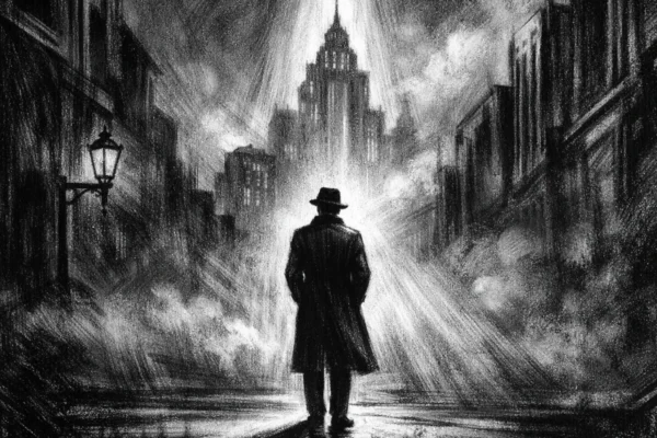 Filmski poster u charcoal film noir stilu