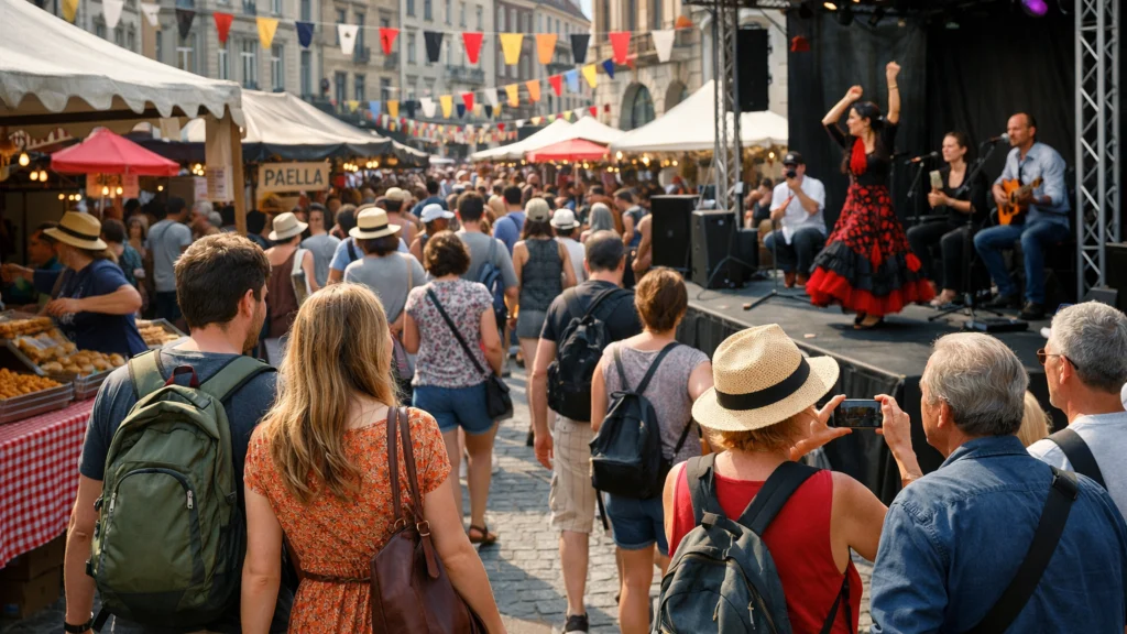Putnici na kulturnom festivalu u gradu