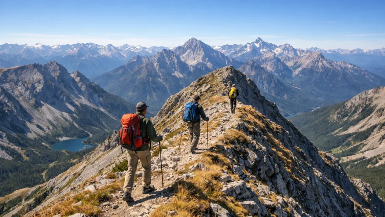 Najbolje destinacije za trekking avanture u svijetu s planinarima na planinskom grebenu