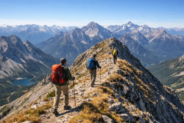 Najbolje destinacije za trekking avanture u svijetu s planinarima na planinskom grebenu
