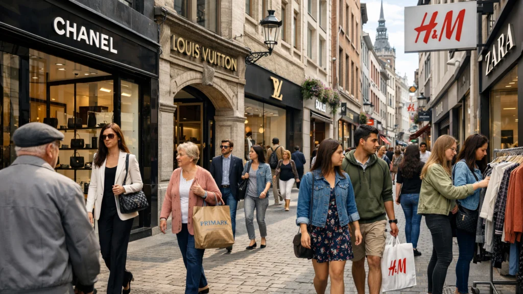 Različiti segmenti shopping ponude u europskim gradovima od luksuza do pristupačnih trgovina
