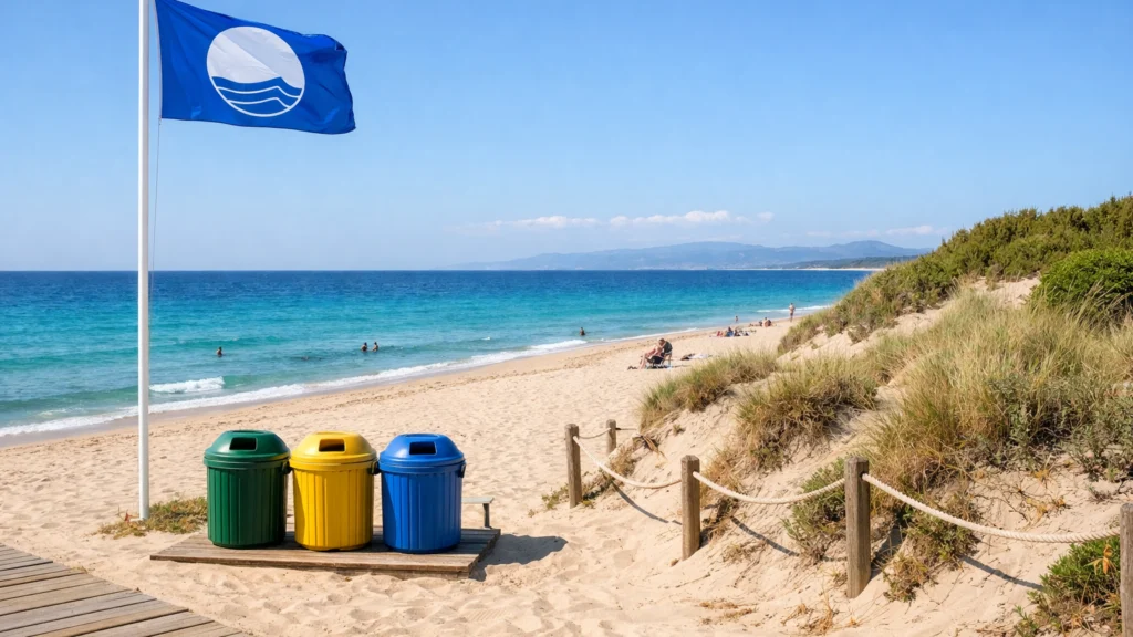 Održiva europska plaža s Plavom zastavom i čistim okolišem