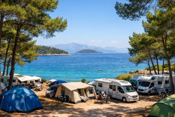 Povoljan kamp uz more u Hrvatskoj s pogledom na Jadran