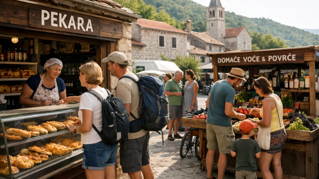 Kampisti koji koriste lokalne usluge u blizini kampa