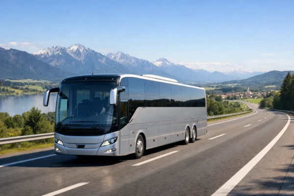 Putovanje autobusom europskom cestom – moderan autobus na otvorenoj cesti