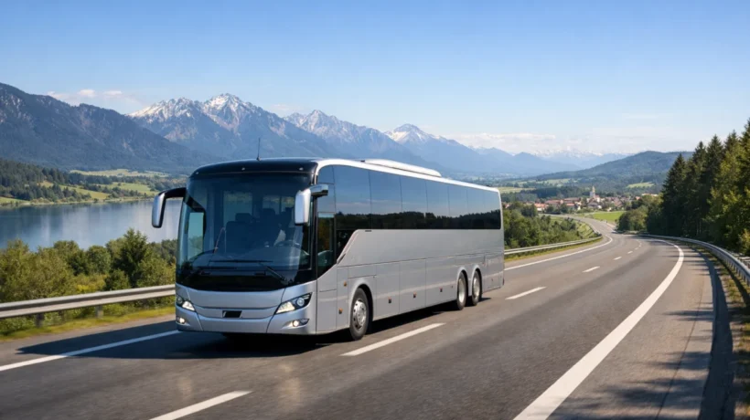Putovanje autobusom europskom cestom – moderan autobus na otvorenoj cesti