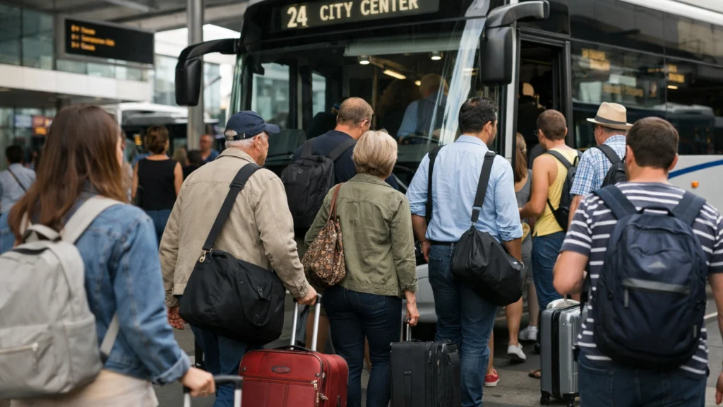 Putnici na autobusnom kolodvoru prilikom ukrcaja na liniju
