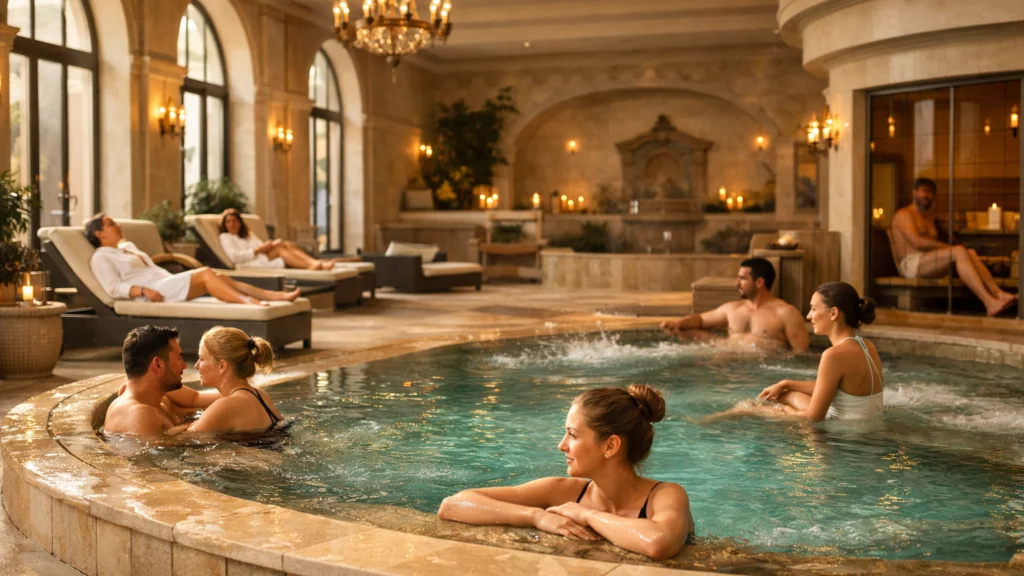 Interijer europskog spa i wellness centra s bazenima
