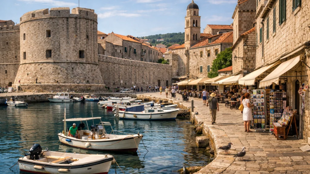 Povijesni europski grad uz more kao popularna turistička destinacija