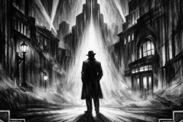 Filmski poster u charcoal film noir stilu