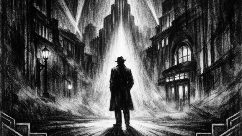 Filmski poster u charcoal film noir stilu