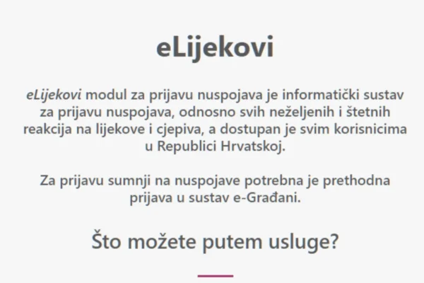 Prijavljivanje sumnji na nuspojave lijekova putem sustava e-Građani