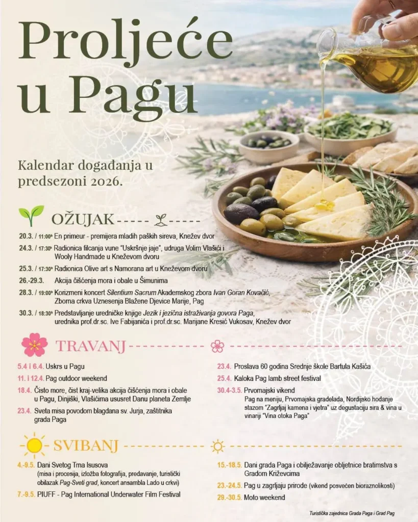 Proljeće u Pagu – kulturna, gastronomska i outdoor događanja na otoku Pagu.