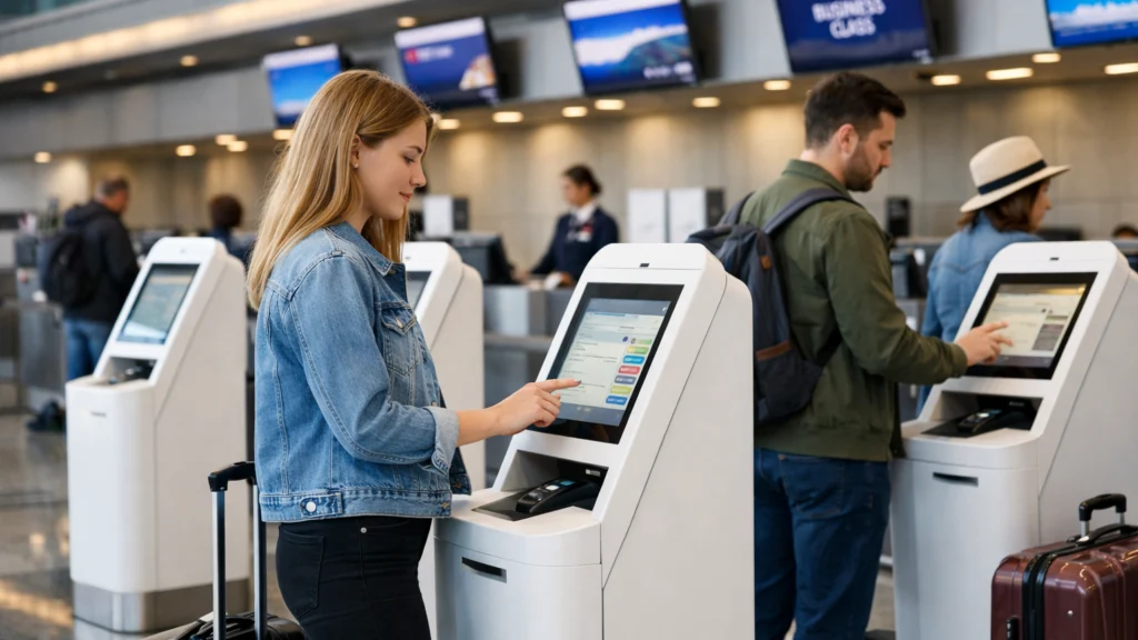 Samoposlužni kiosci za prijavu na let u modernom aerodromu