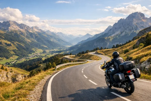 Putovanje motorom europskom planinskom cestom s touring motociklom