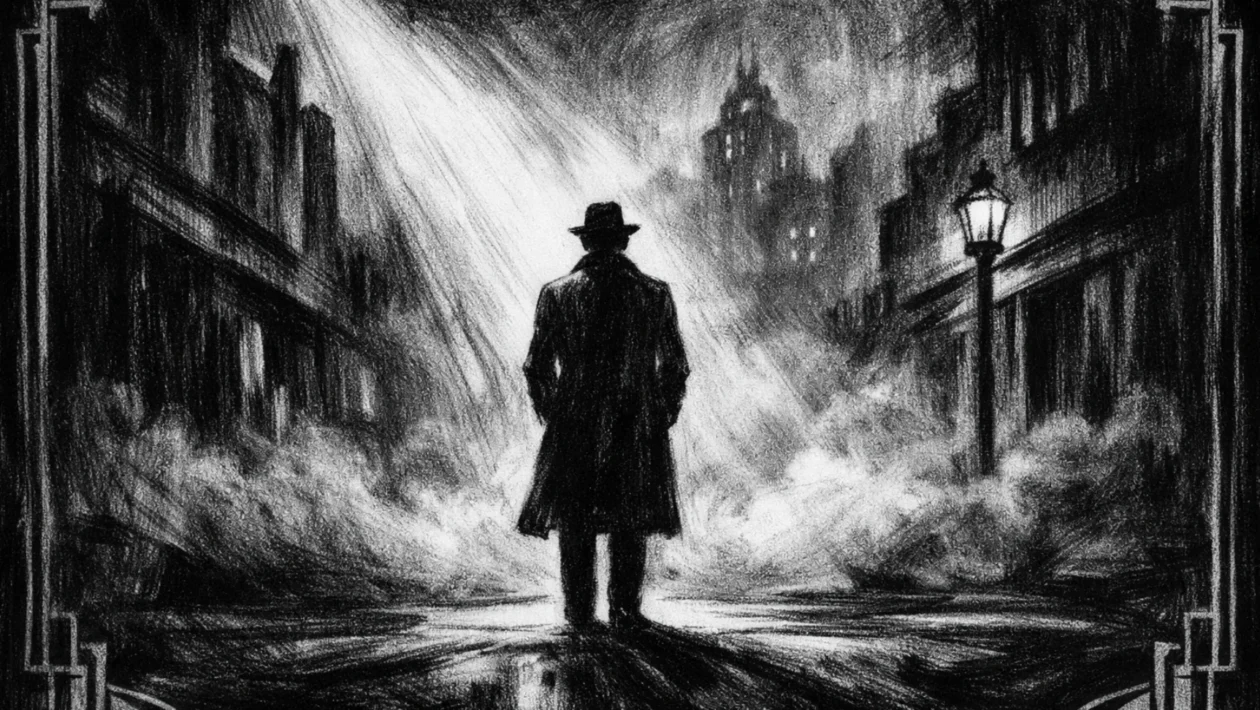 Filmski poster u charcoal film noir stilu