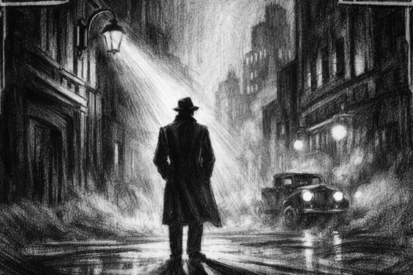Filmski poster u charcoal film noir stilu