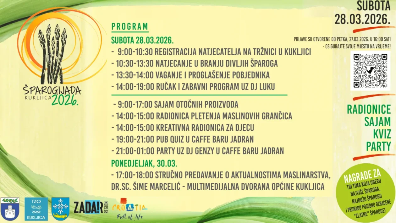 Manifestacija Šparogijada Kukljica s natjecanjem u branju divljih šparoga i otočnim sadržajima