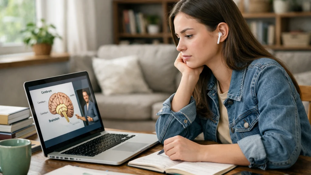 Student uči putem streaming platforme u kućnom okruženju