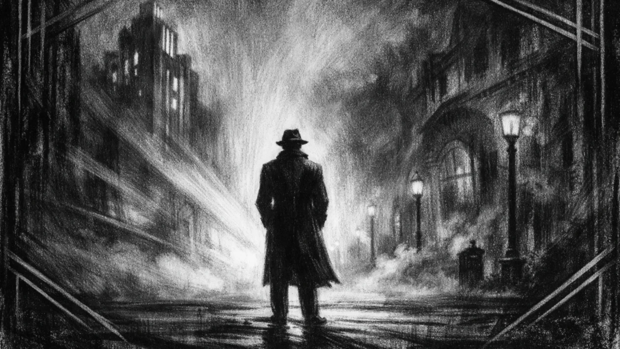 Filmski poster u charcoal film noir stilu