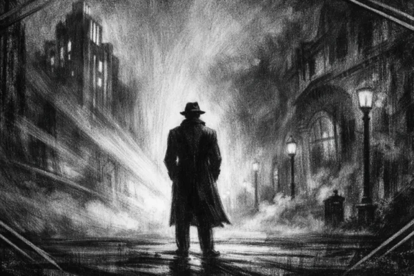 Filmski poster u charcoal film noir stilu