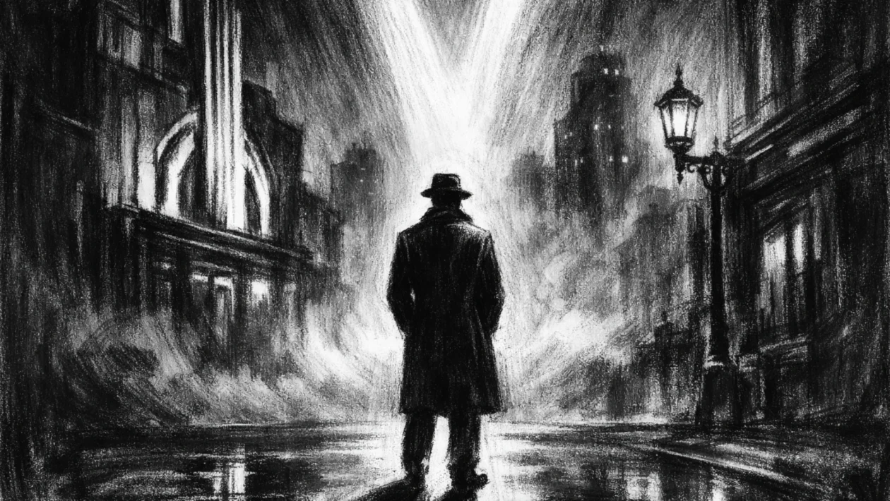 Filmski poster u charcoal film noir stilu